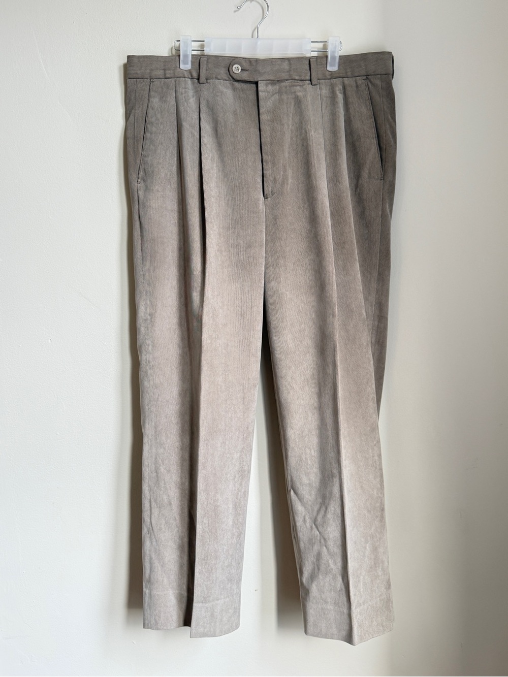 Ermenegildo Zegna Naturale Men’s Pleated Corduroy Trousers Pants 34 Taupe